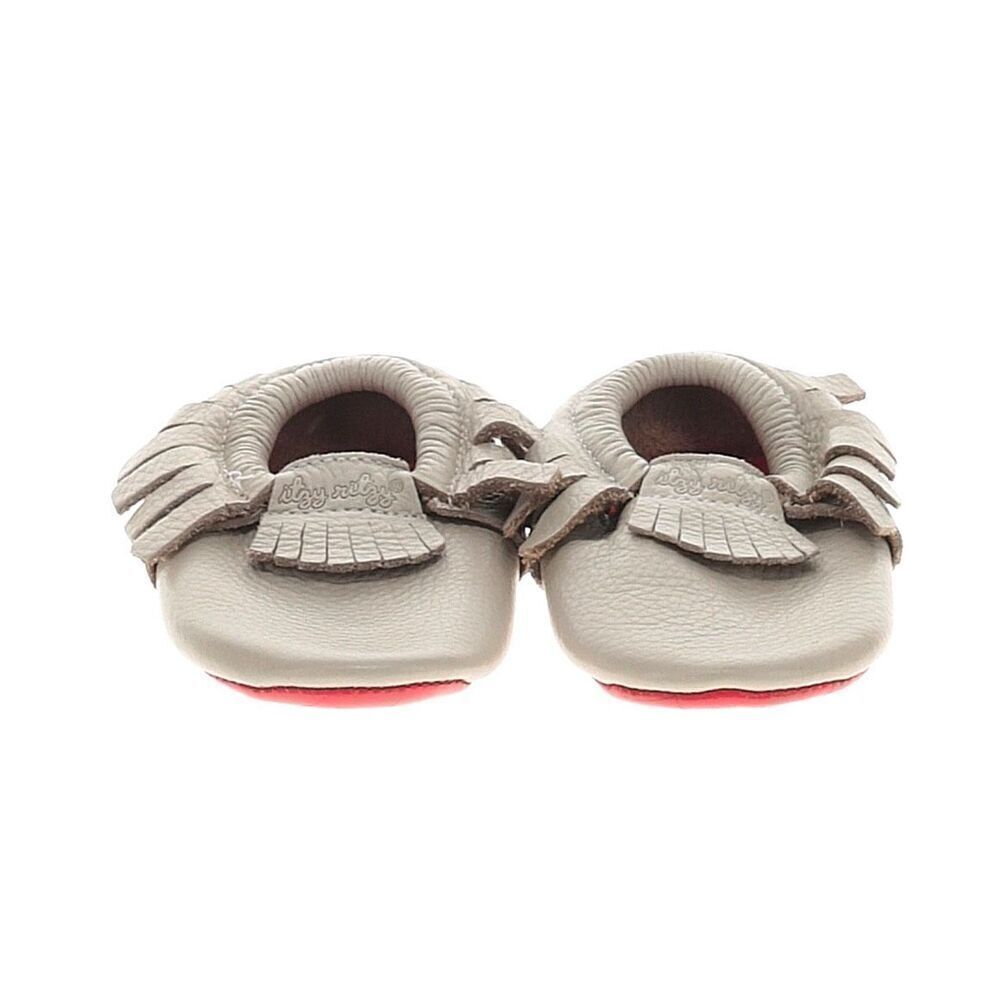 Itzy Ritzy moccasins baby shoes unisex grey sz 12-18 months first walker leather